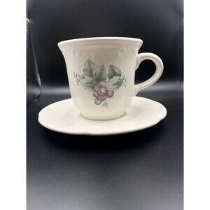 Pfaltzgraff GRAPEVINE Pattern Coffee Tea Cup Mug Saucer Grapes ~ MINT!